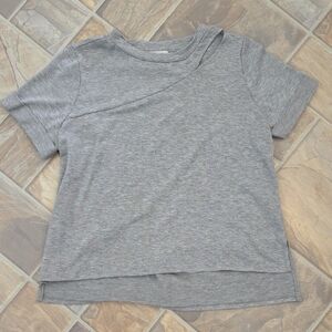 Adyson Parker Gray Short Sleeve Tee With Neck Slit